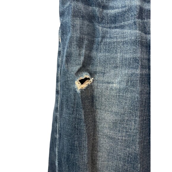 BKE Carter Straight Mens Jeans Size 33L Blue Distressed Button Fly Denim - Picture 7 of 7